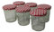 COS 6 X Glass Pot Menage Jar 324ml | Jam Jars | Set of 6 | Wide Mouth Glass Preserve Pots | Screw Top Red Gingham Lids | Airtight Pickle Jars | Homemade Jam, Marmalade & Chutney Jar