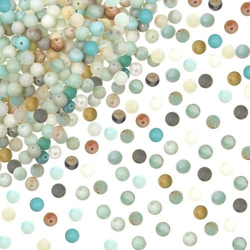TOAOB 100 Stück 4mm Naturstein Perlen Amazonit Perlen Edelsteine zum Auffädeln Runde Lose Naturperlen mit Loch zum Schmuck Basteln DIY Armband Halsketten Schmuckherstellung