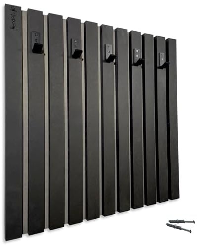 FLEXISTYLE Kleiderhaken Holz Schwarz – Wandgarderobe Paneel 60x60 cm, Garderobenhaken, Flurgarderobe, Wandhaken, Garderobe Flur, Garderobe Holz, Garderobe Eiche, Wandgarderoben Panelle