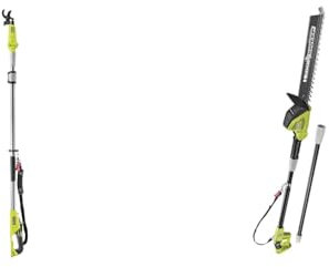 Ryobi RY18PLA-0 18V ONE+ Cordless 32mm Bypass Pole Lopper (Bare Tool) & ONE+ 18V OPT1845 Cordless Pole Hedge Trimmer, 45cm Blade (Body Only), Green, Black