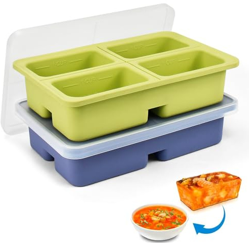 DTYGUIXE 2 Stück Eiswürfelform Silikon mit Deckel BPA Frei Groß | Lebensmittelechtes Silikon Mit Deckel, Für Eiswürfel, Gelee, Schokolade, Pudding Und Kuchen, Stapelbar, Gefriergeeignet