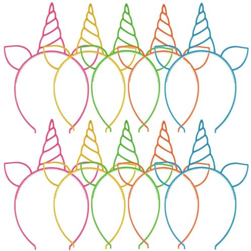 EAVUYIS Serre Tete Licorne, 10 Pièces Coloré Unicorn Bandeaux, Accessoires Pour Cheveux Décoration de Coiffure Pour la Fête D'anniversaire des Enfants Noël Pâques Halloween Cosplay