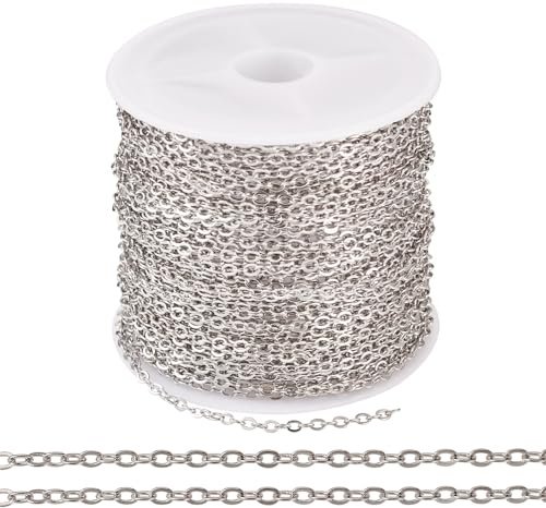 Boutigem 32.8 Feet Iron Cross Chain Flat Oval Cable Chain Soldered Twisted Chain 2.5x2x0.3mm for DIY Necklace Bracelet Jewelry Making Crafts