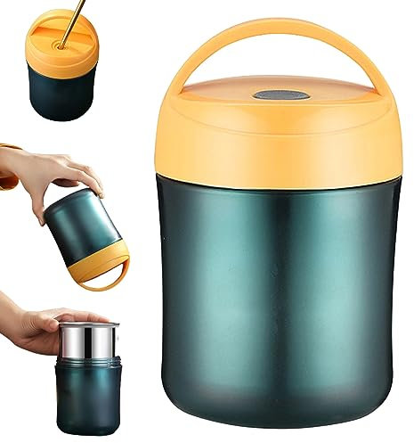 Insulated Food Container Food Flasks for Hot Food 500ml Stainless Steel Soup Flask Leak-Proof Insulated Food Container Detachable Thermal Food Jar with Handle for Kid Adult Work School