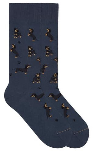 von Jungfeld - 1er Set Motiv Socken mit Dachshund Denim Icon - Bunte Socken in Gr. 43-46