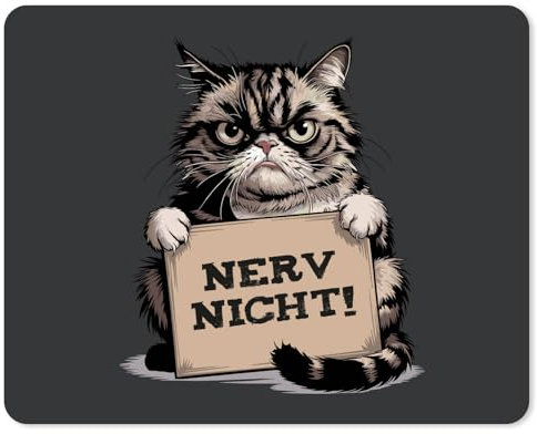 younikat Mauspad mit Büro-Spruch Nerv Nicht Motiv Katze I 24 x 19 cm I Mousepad in Standard-Größe I rutschfest I lustig Grumpy I dv1527