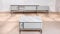 Modern High Gloss White Entertainment Unit & Coffee Table Set with Silver Accents – TV Stand with Drawers & Door, Matching Square Coffee Table – Contemporary Living Room Furniture