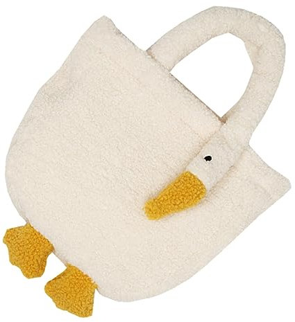 WRITWAA Plüsch Handtasche Gansform Mit Schleife Weiche Damen Tote Bag Für Alltag Und Geschenk Kuscheliges Material Vielseitig Für Shopping Büro Und Freizeit Modisch Und Komfortabel