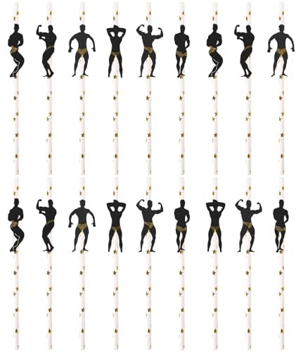 Gadget Addio Al Nubilato Sposa, 18 Pezzi Di Cannucce Di Carta a Forma Di Muscoloso (Stile 3)