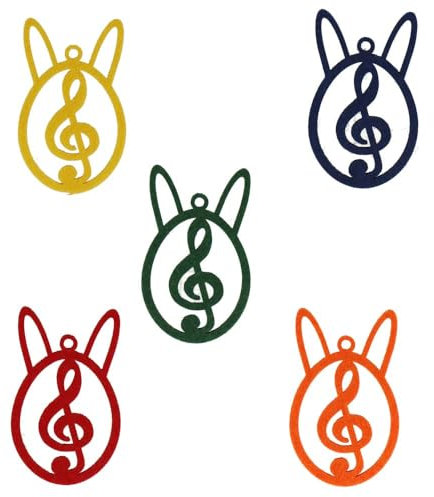 Osterei Filz (5er-Set) | Musikeier Osterdeko Violinschlüssel aus Filz (Set 2 mit Ohren)