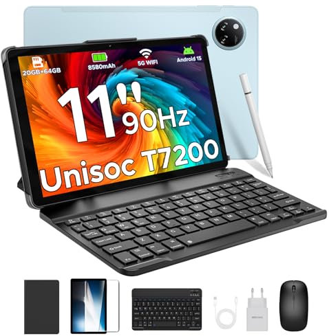 DOOGEE Tab A9+ Android 15 Tablet 11 Zoll, T7200 Octa Core 8580mAh, 20GB RAM+64GB ROM(TF 2TB), 90Hz, 13MP + 5MP Gaming Tablets mit Tastatur, Stift, Maus, Hülle, WiFi 5/WidevineL1/Face ID/OTG
