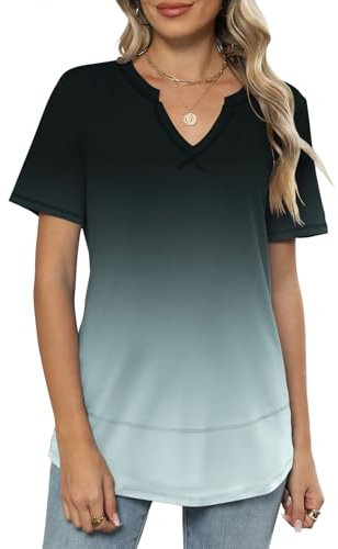 Kistore Short Sleeve Workout Top Yoga V-Neck Running Sports Tops Womens Short-Sleeve T-Shirt Yoga Tennis L Printed