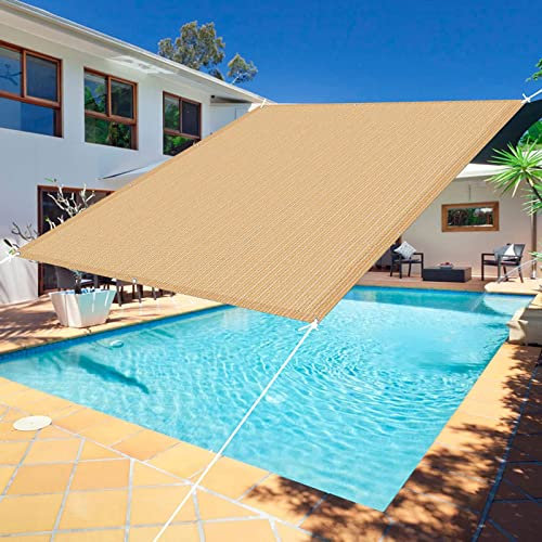 Sunshade Net 9x9m Sun Shade Sail with 95% UV Protection Hot Tub Shelter for Outdoor Garden Patio Easy Install, Free Rope Beige