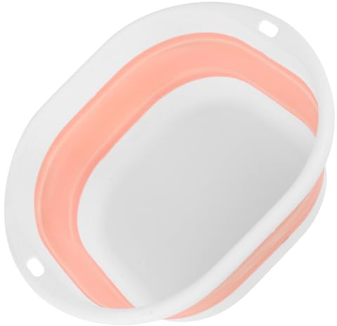ELAYARD Faltbares Waschbecken Klein Rosa Weiß Tragbares Platzsparendes Waschbecken mit Haken Aufhängen Langlebiges Material für Outdoor Bad und Neugeborene Geeignet