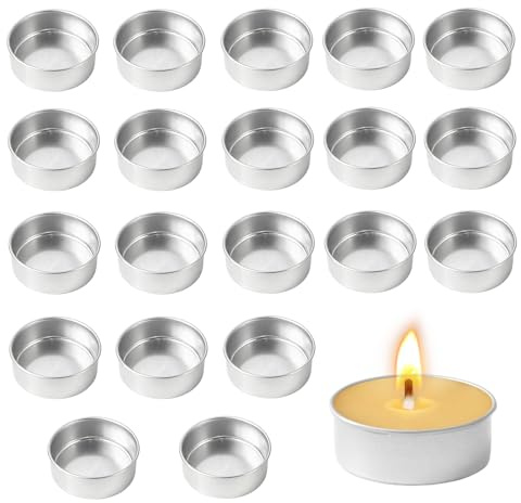 XHYASD 20 Stück Teelichthalter Metall 40 mm Rund Silbern Wiederverwendbar | Metall, 40 mm Ø, 15 mm hoch, 20 Stück, hitzebeständig, wiederverwendbar