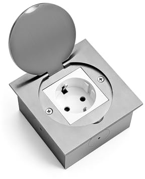 JACEPFY Bodensteckdose Bodeneinbausteckdose Edelstahl Einzelstecker | Elektro-Fußbodensteckdose für Innen