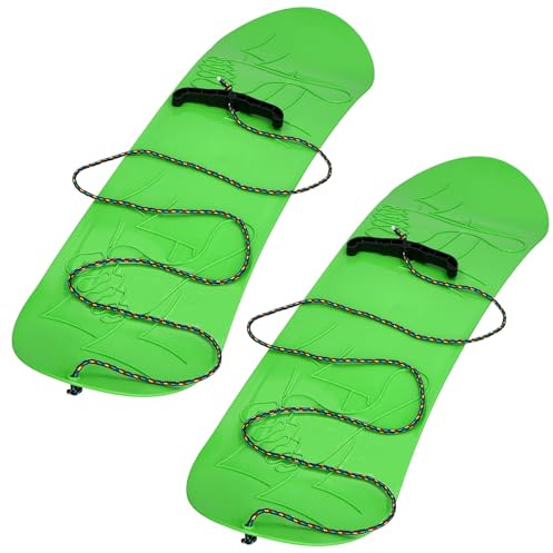 KOTARBAU® 2er Set Kinder Snowboard - 68 x 20 cm - Snowboard ohne Bindung - Schlitten Board - Schneerutscher - Kindersnowboard mit Seil - Kunststoff - Grün