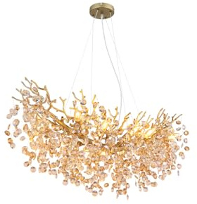 meineWunschleuchte Ausgefallener Kronleuchter 10-flammig in Gold mit Kristall 2-farbig, Breite 110cm