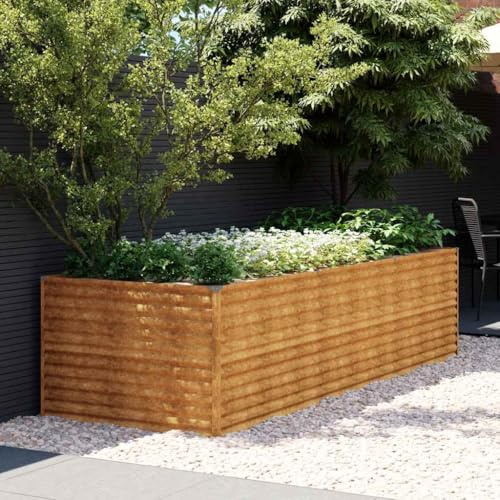 Hochbeet 290x100x69 cm Cortenstahl, Rostig, Wetterfester Pflanzkasten für Garten, Balkon, Terrasse, Robuste Blumenbeet-Konstruktion, Langlebiges Metall