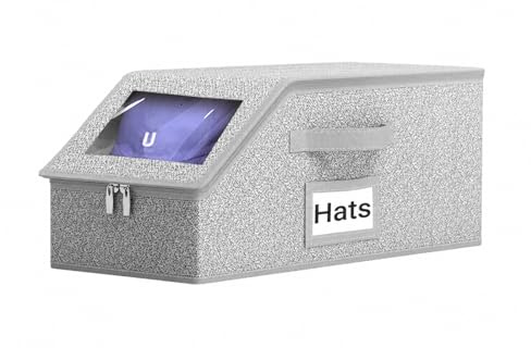 BINBE Cap Organizer mit Deckel, stapelbare Hutbox zur Cap-Aufbewahrung | Staubgeschützte Kappenaufbewahrung mit Tragegriff, transparentes Design, platzsparend stapelbar für Zuhause und Reisen