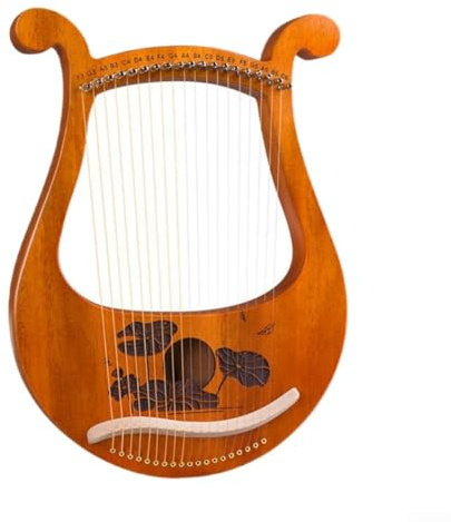 Mahagoni 19 Saiten Lyre Harfe mit Stimmschlüssel, Ersatzsaiten und Reinigungstuch für einfache Wartung (Lotus)