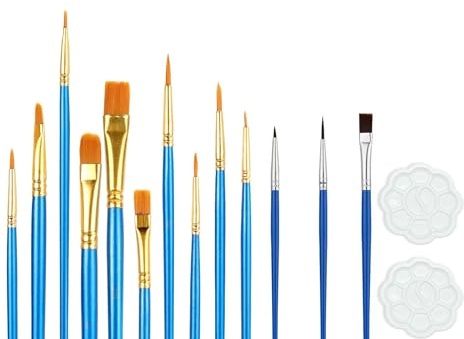 Basics Artist's Brush Set, 26 Pieces, Various Sizes, with 4 Mixing Palettes, for Artists, Adults and Children