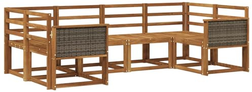 vidaXL Outdoor-Sofagarnitur 6 pcs Natur Massivholz Akazie, Akazienholz, modernes Gartensofa, Outdoor-Sitzgruppe, Gartenmöbel für die Veranda, wetterfest