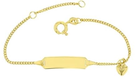 JC Schmuck 333 Gold Baby ID-Armband Kinder Goldarmband 14 cm mit Herz I Schildband Armband mit Gravur Taufarmband Gold Namensarmband I Babyarmband mit Namen I Kinderschmuck I 5.5604905-33