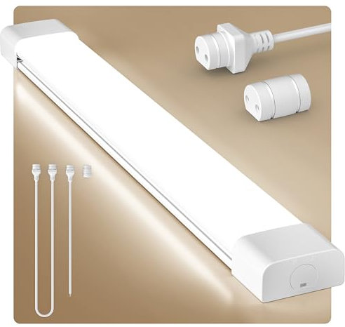 Anten Feuchtraumleuchte LED 60cm, 18W 2000LM LED Neonröhre, Neutralweiß 4000K Feuchtraumlampe, IP65 Wasserfest Wannenleuchte, Werkstattlampe, Kellerleuchte, Deckenleuchte für Büros Lager Garage