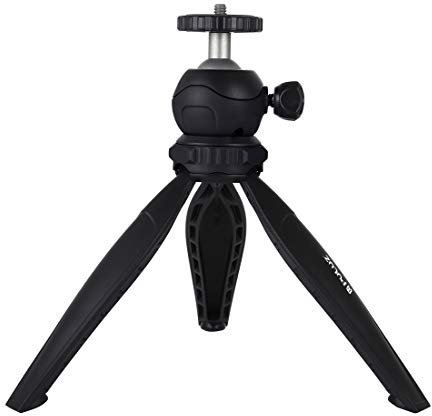 PULUZ Tischstativ, Mini-Desktop-Reisestativ aus Kunststoff mit 360-Grad-Kugelkopf für Smartphones, GoPro, DSLR-Kameras (schwarz)