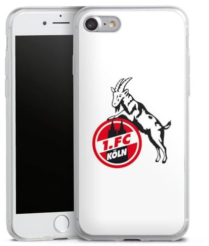 Slim Case extra dünn kompatibel mit Apple iPhone SE (2020) Silikon Handyhülle transparent Hülle 1. FC Köln Offizielles Lizenzprodukt Wappen