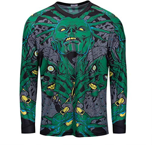 Radfahren Jersey Herren Mountainbike Motocross Langarm MTB T-Shirt Downhill Tops Sportrennen Reiten Bluse Fahrrad Shirt grau gelb L.