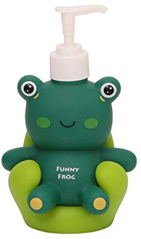 MYBA Seifenspender mit niedlichem Cartoon-Seifenspender für Kinder, Frosch, kleine gelbe Ente, Schwein, Badezimmer-Zubehör, Pumpe, Lotionspender (Farbe: grün)