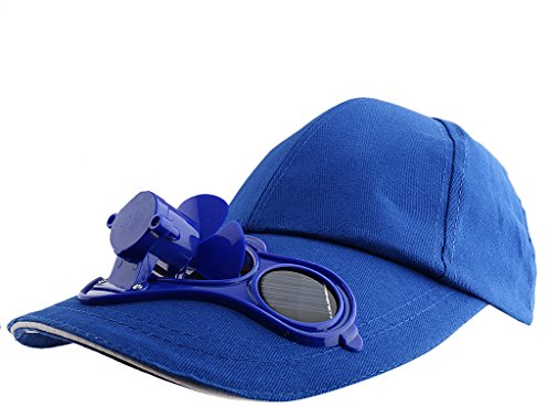Baseball mit Sommer Sonnenenergie Ventilator Kappe Outdoor Sport Golf Sonnenhut für Damen Herren Kinder - Blau