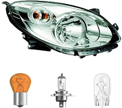 DM Autoteile 312720B Hauptscheinwerfer Scheinwerfer rechts H4 kompatibel für Renault Twingo II 07-12 inklusive Leuchtmittel/Birnen