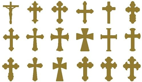 18 x Jesus On The Cross Cute Stickers Pack - Light Switch - Laptop - Cars - Religious Gifts - Crucifix - Scrapbook - for Children - for Adults (Gold)
