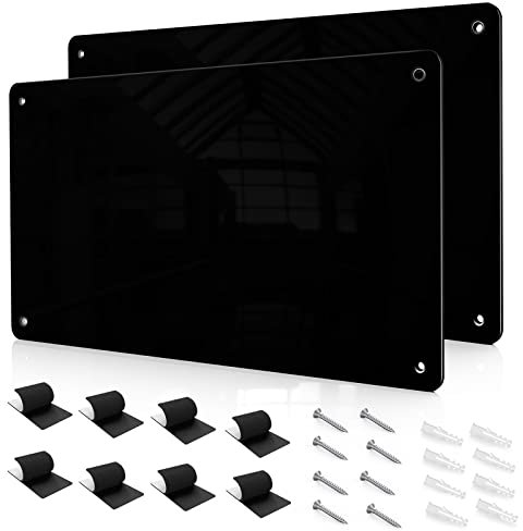 2 Pack 43.5 x 30 cm Black Metal Magnetic Board for Wall - Magnet Notice Board to Display Magnetic Letters Numbers Animal, Poetry, Spice Jars, Notes, Photos, Suitable for Cubicle, Cabinet