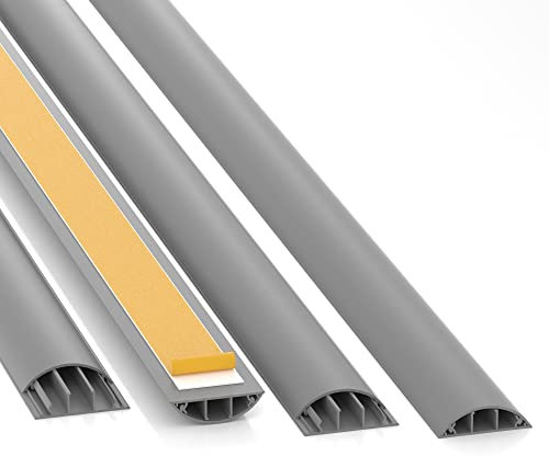 CILSON Kabelkanal Selbstklebender, Halbrunde Kabelführungen, Kabelleiste B x H x L (70mm x 20mm x 100cm / 1m, GRAU/Grey)