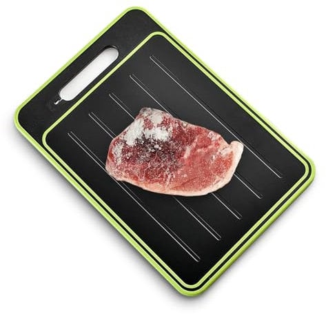 Miracle Melt 2 in 1 Defrosting Tray/Cutting Board, Dual Sided Grinding Chopping Board with Knife Sharpener for Frozen Meat