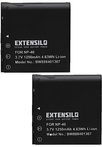 EXTENSILO 2X Akku Ersatz für BenQ NP-40DBA, NP-40, NP-40DCA für Kamera (1250 mAh, 3,7 V, Li-Ion)