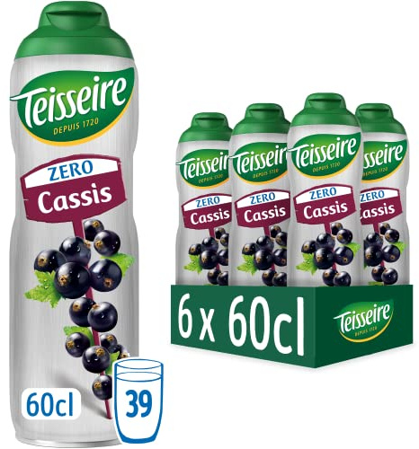 Teisseire Zuckerfrei, Sirup Schwarze Johannisbeere für Erfrischungsgetränke, Cocktails, Flasche 60cl