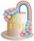 FRIUSATE 38Pcs Balls Cake Toppers Mini Balloon Foam Balls Pearl Ball Cupcake Toppers with Soft Pottery Rainbow and Acrylic Letters DIY Cake Decorations for Birthday Baby Shower Wedding Party