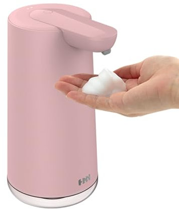Frohsun Automatischer Seifenspender, IPX7 350ml Wiederaufladbar, Berührungslose Seifenabgabe mit 2 Einstellbaren Schaumvolumen, Motion-Sensor Seifenspender für Küche, Bad und Hotel (Pink)