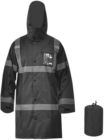 AYKRM Regenanzug warnschutz Herren schwarz Leichte Wasserdichte Warn Regenjacke