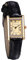 JewelryWe Uhren Damen Leder Rechteckig: Vintage Analog Quarz Armbanduhr Frauen Schwarz Leder Armband Uhr Kleine Damenuhr mit Gold Rechteck Römischen Zahlen Zifferblatt