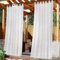 FASCINATDECO Outdoor Gardinen Wetterfest Halbtransparent Outdoor Vorhang Wasserdicht 2 Stücke Terrasse Vorhänge mit Klettverschluss Leinenoptik Outdoorvorhänge für Pavillon, 243x132 cm, Weiß