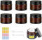 Amber Glas Leerdose,50ml Cremedose zum Befüllen, 6 Stück Salbentiegel mit 2 Spatel und Aufkleber, Leer Nachfüllbare Cremetiegel, Braunen Glasbehälter für Lotion, Creme, Kosmetik