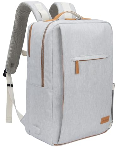 Hp hope Laptop Backpack Men Women for Travel, Durable Backpacks Carry On, with USB Charging Port, Fits 15.6-17 inch Laptop, Waterproof Resistant Luggage Business College Bag 29L Off White