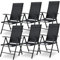 LIFERUN Gartenstuhl Hochlehner 6er Set, Aluminium Klappstuhl mit 7-Fach Verstellbar Rückenlehne, Alu Balkonstuhl, Klappbar Campingstuhl, Atmungsaktiv & Wetterfest, Schwarz 6pcs