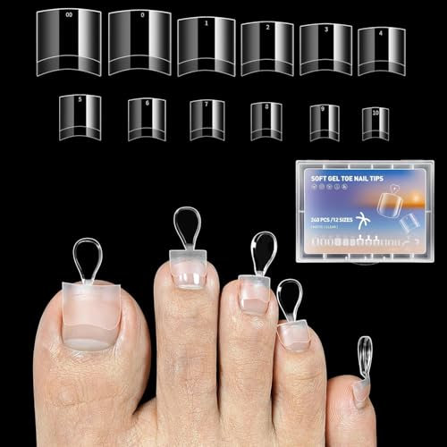 120Pcs Fake Toe Nails, False Toenails, Long Clear Toenails Set Full Cover Art Nail Tips Strips Press On Toe Nails Extensions Kit Tips Short French Tip Fake Square Extensions Stick On Nail For Women